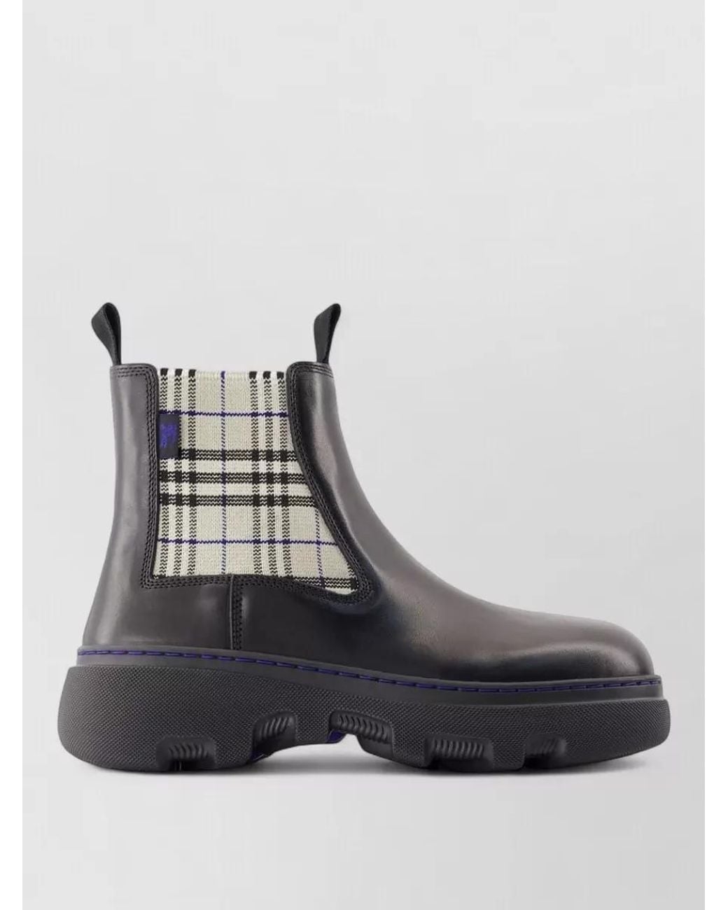 Burberry Black Leather Textured Chelsea Ankle Boots