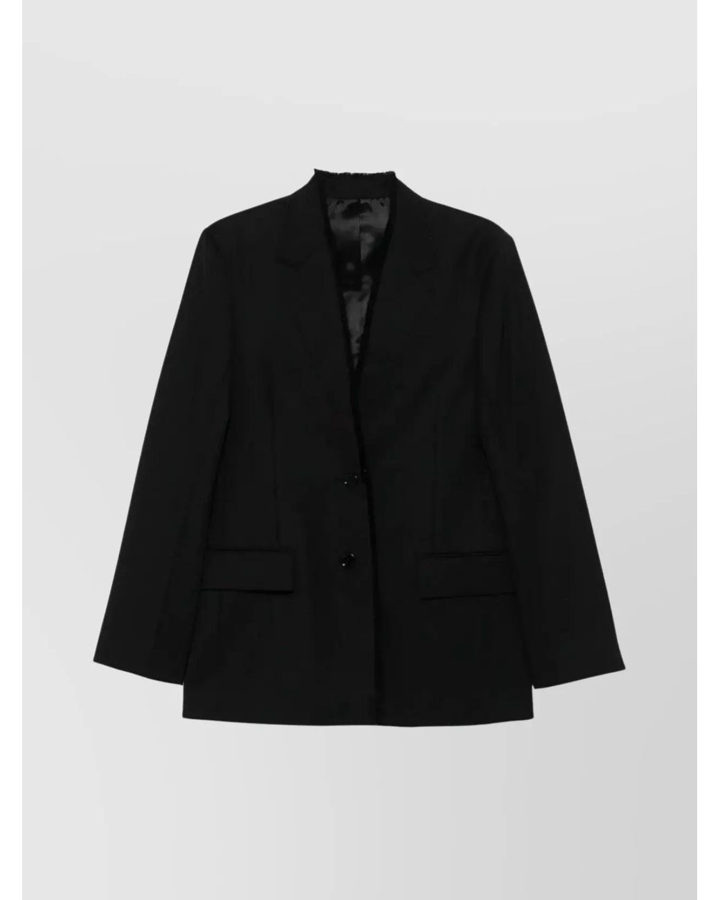 Totême Black Lapel Jacket With Raw Cut Finish