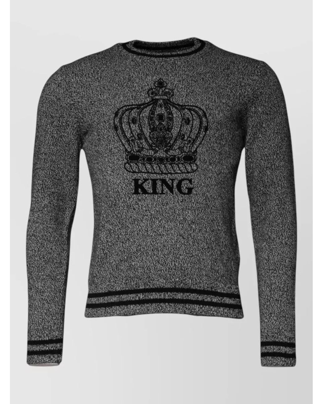 Dolce & Gabbana Black Cashmere Embroidered Sweater for men