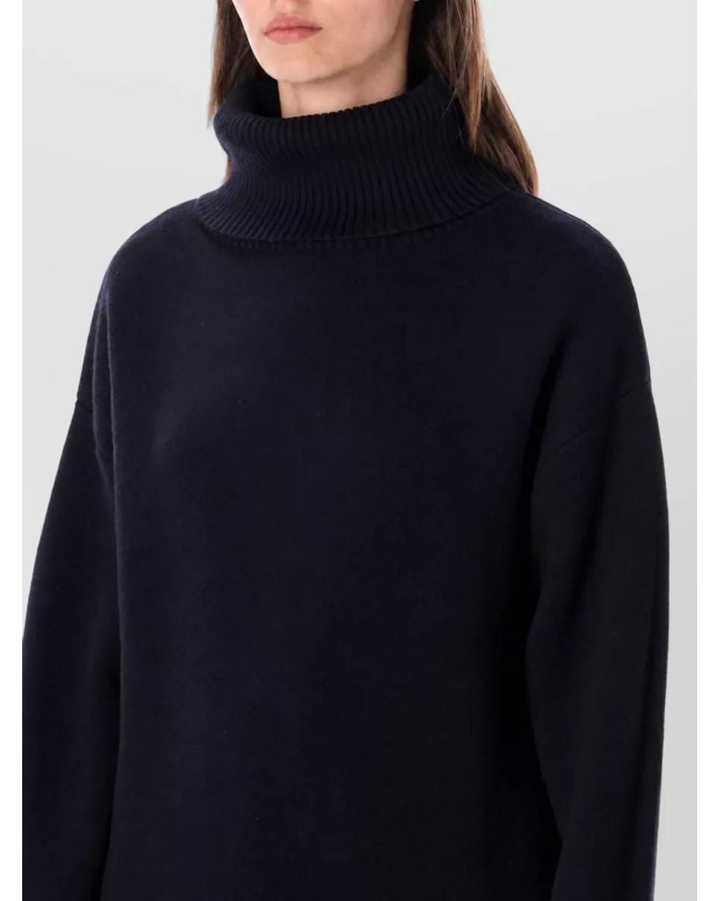 Rhea Costa Blue Wool Turtleneck Sweatshirt