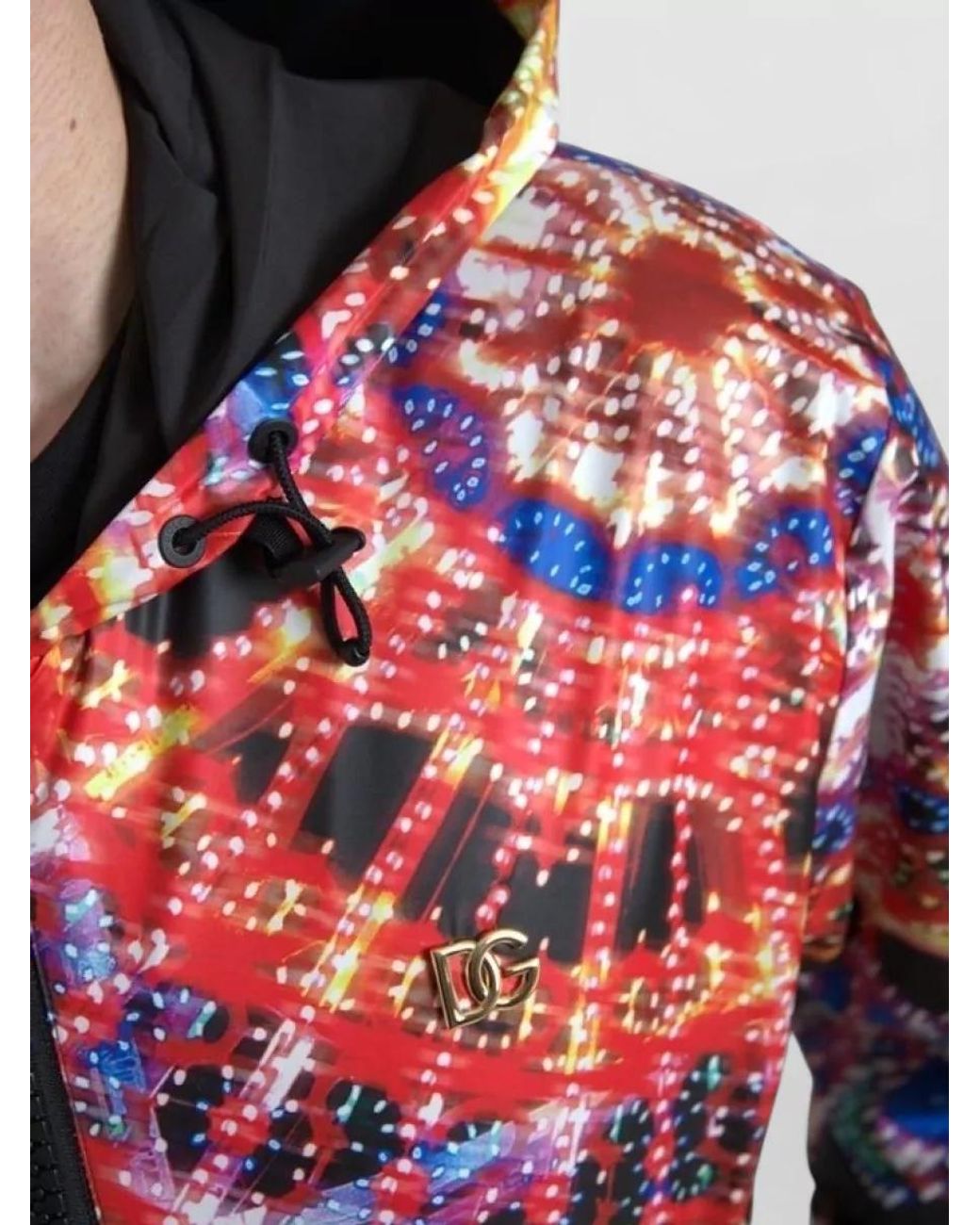 Dolce & Gabbana Black Printed Hooded Jacket for men