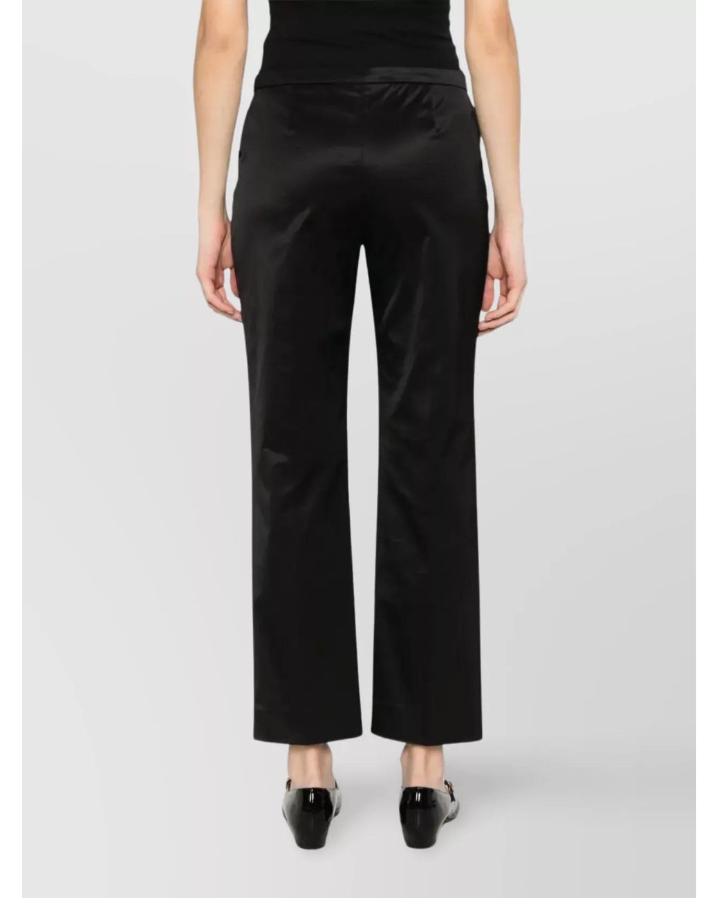 Totême  Black Cropped Straight-Leg Trousers
