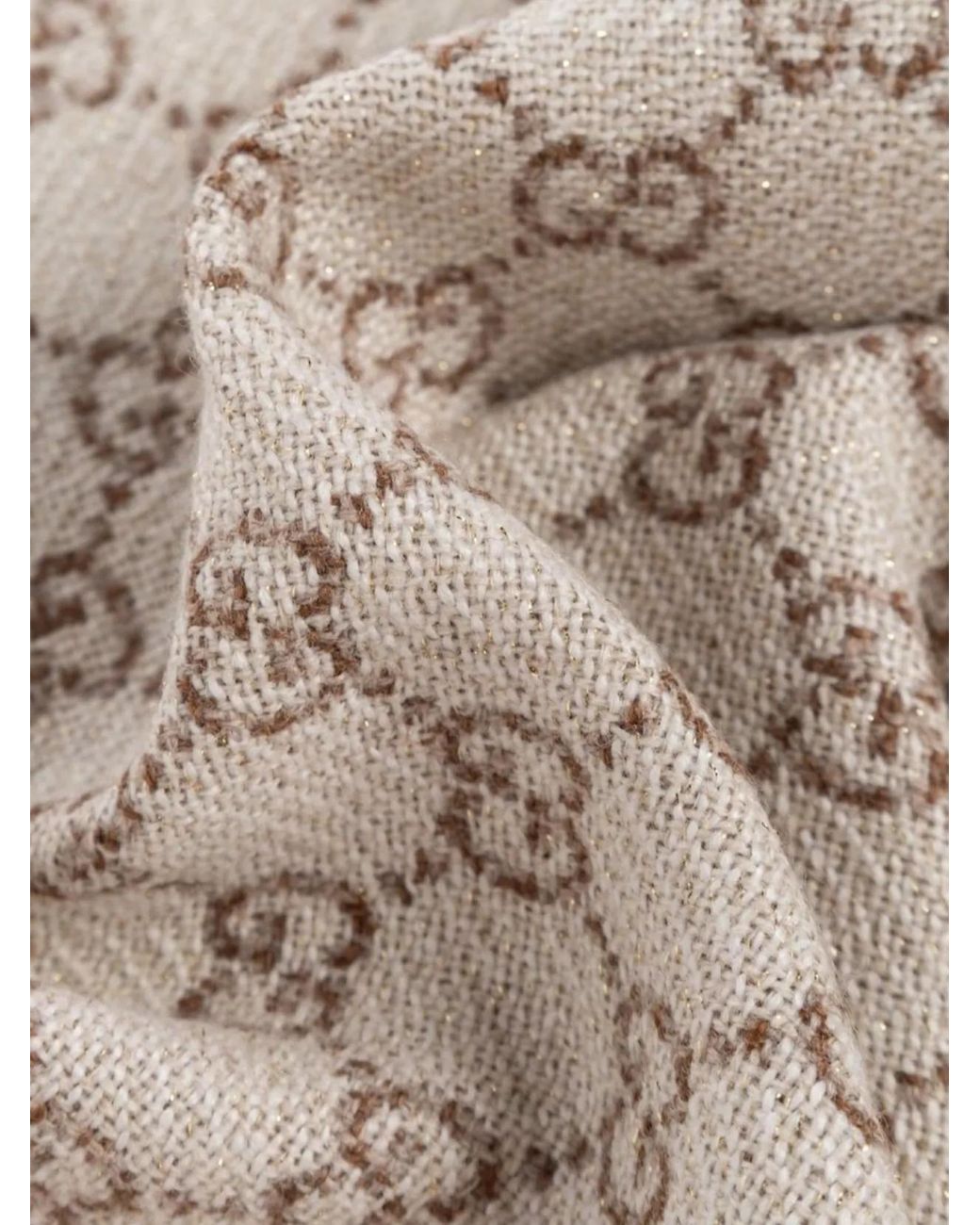 Gucci Natural Wool Logo-Jacquard Scarf