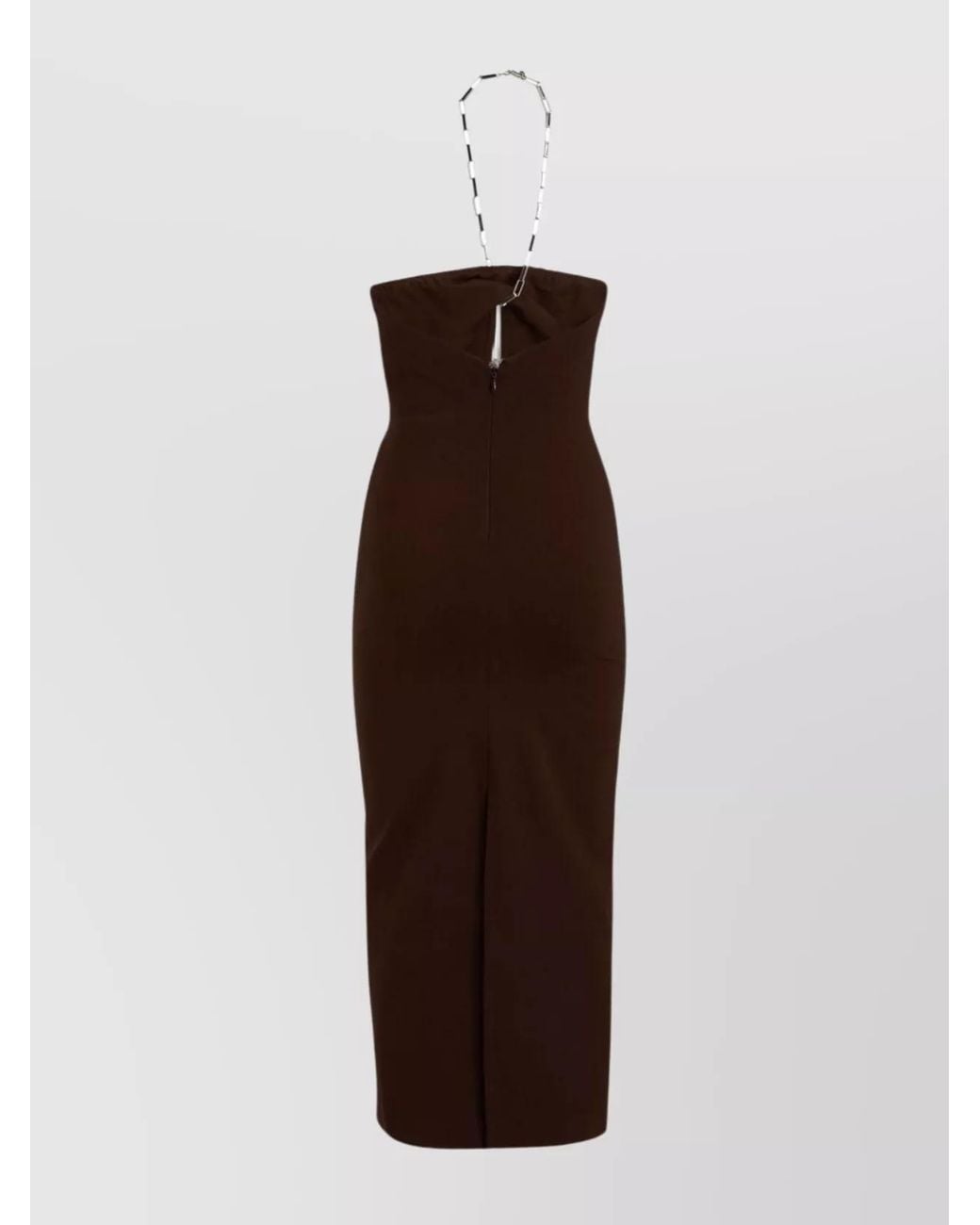 The Attico Brown Chain-Detail Midi Dress
