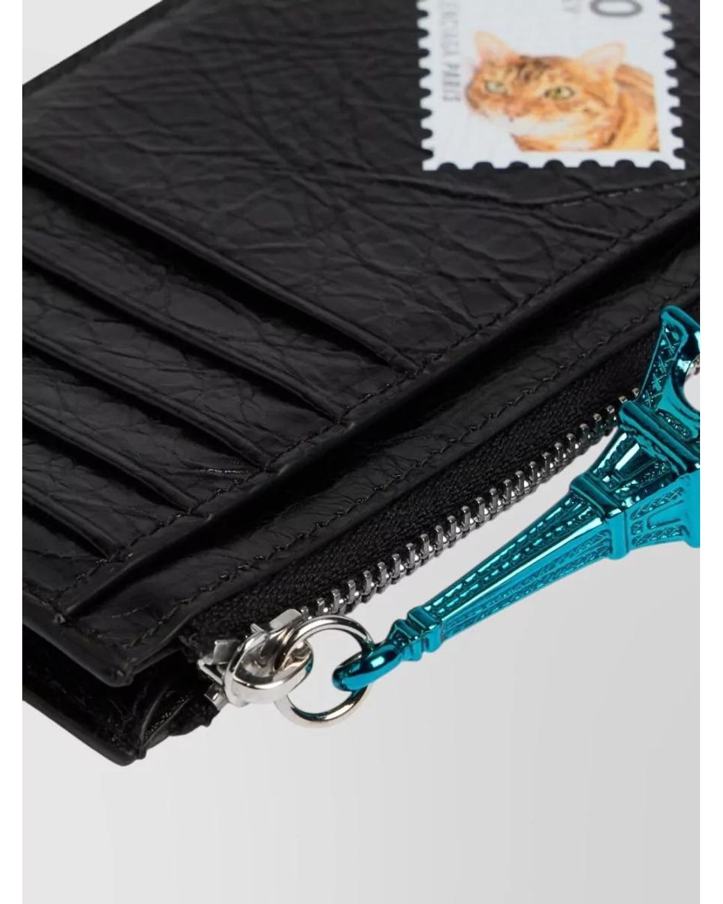 Balenciaga Blue Leather Long Coin And Card Holder Wallet for men