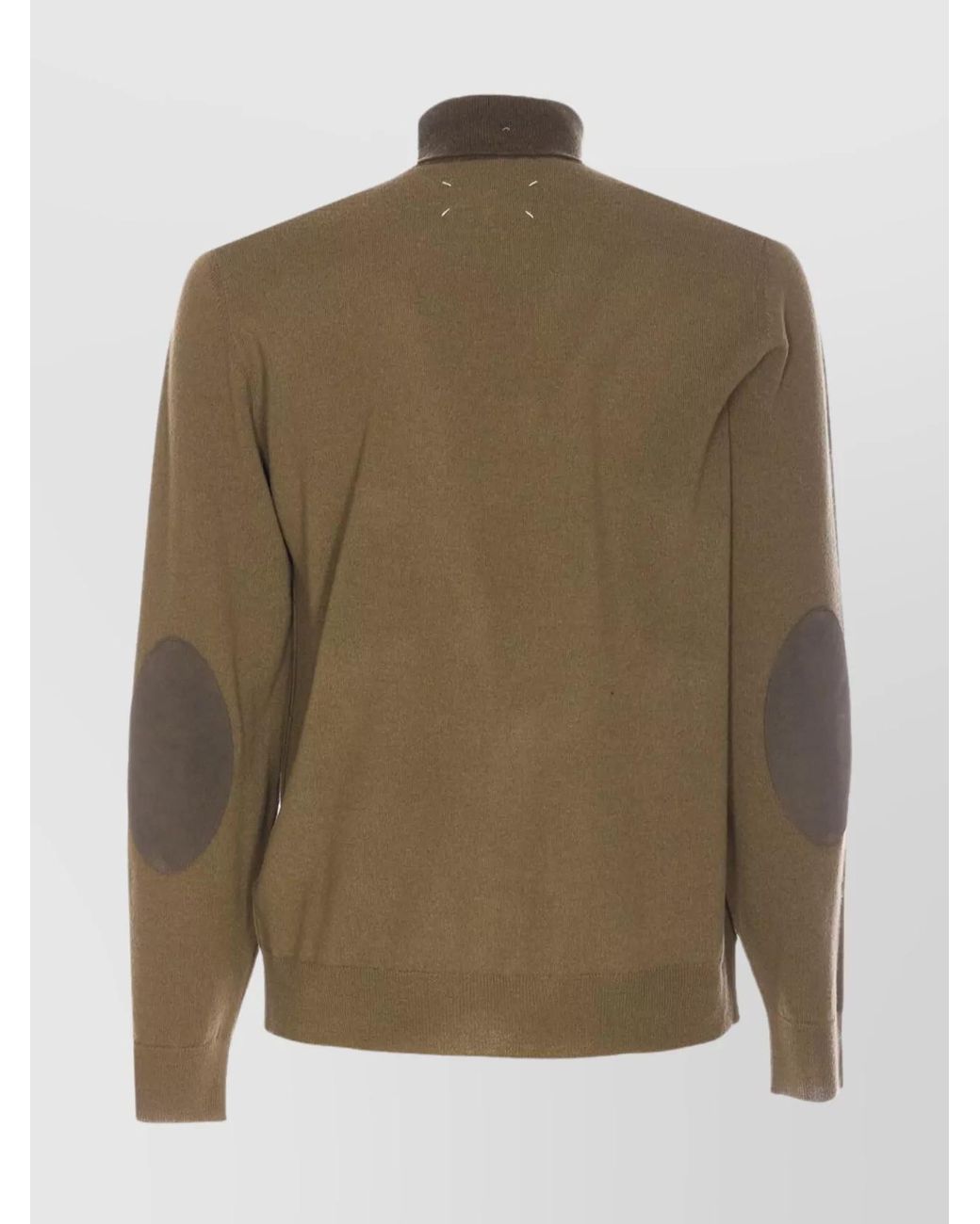 Maison Margiela Green Four Stitches Two Tone Sweater With Patches On Elbow for men