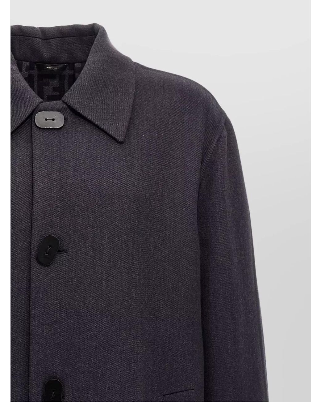 Fendi Blue Virgin Wool Single Breasted Coat for men
