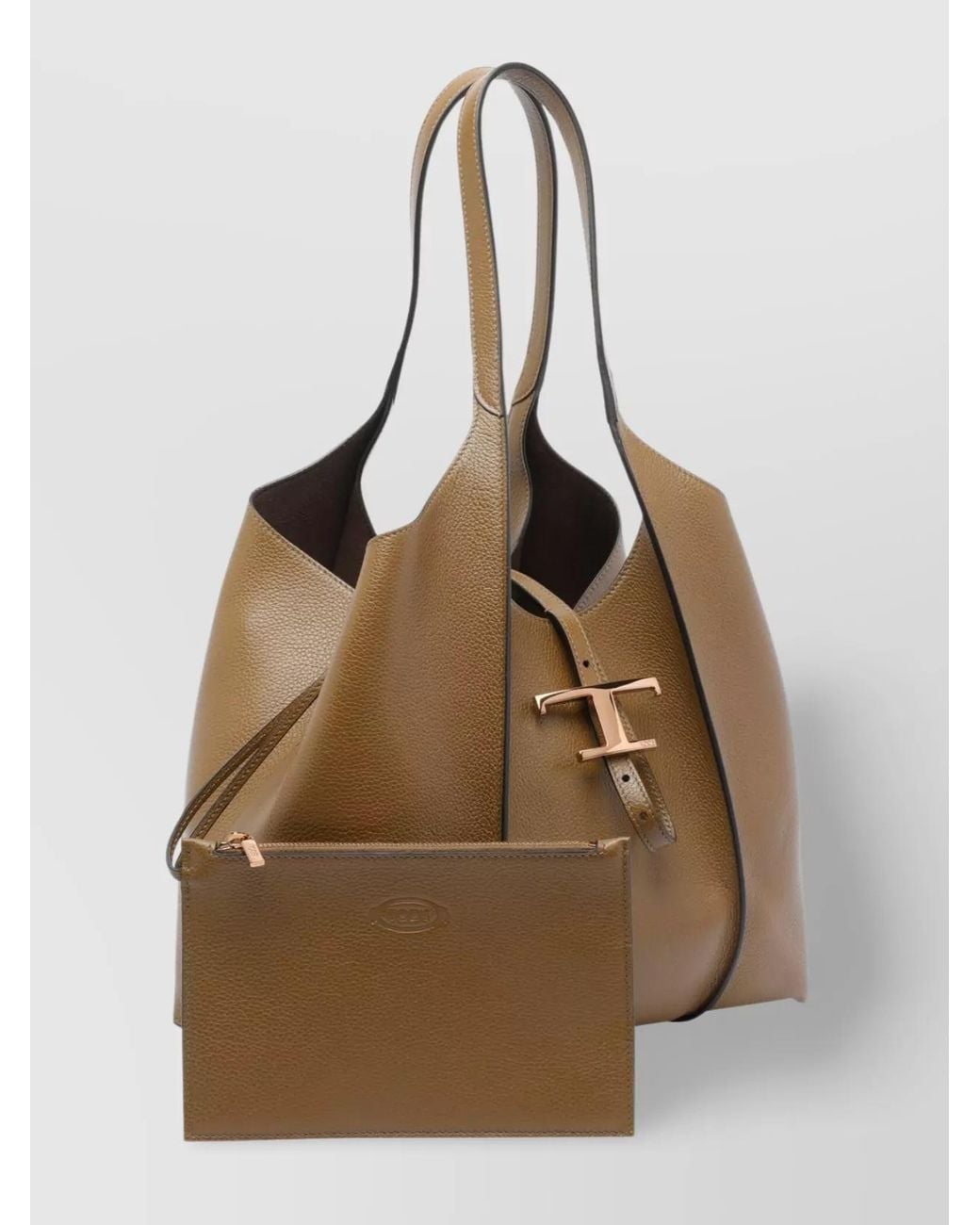 Tod's Brown T Timeless Small Leather Shoulder Bag