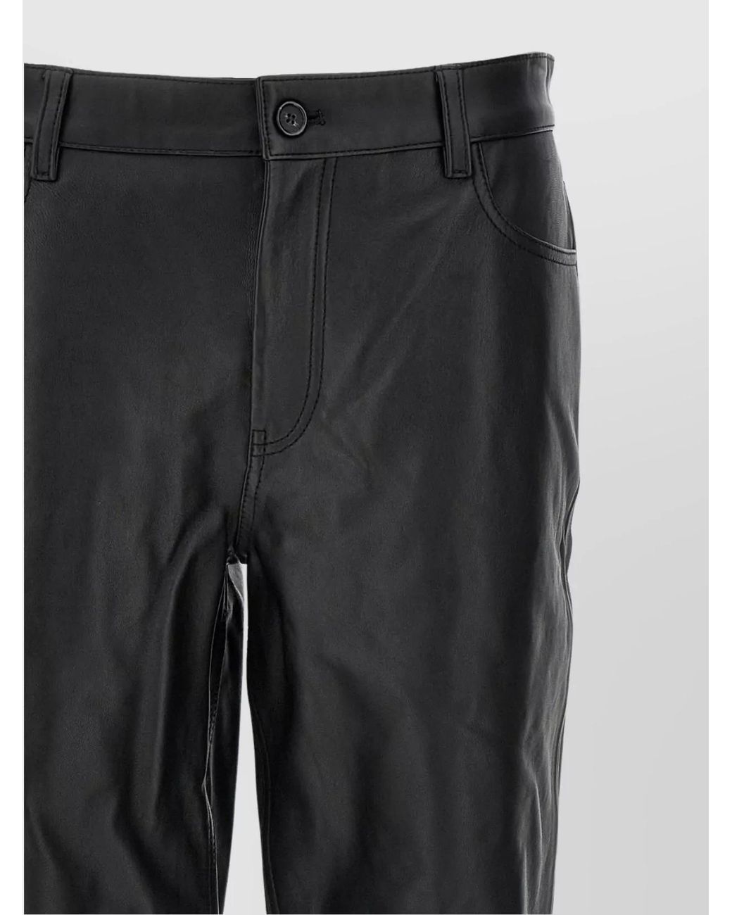 Totême Gray Leather Straight-Leg Trousers