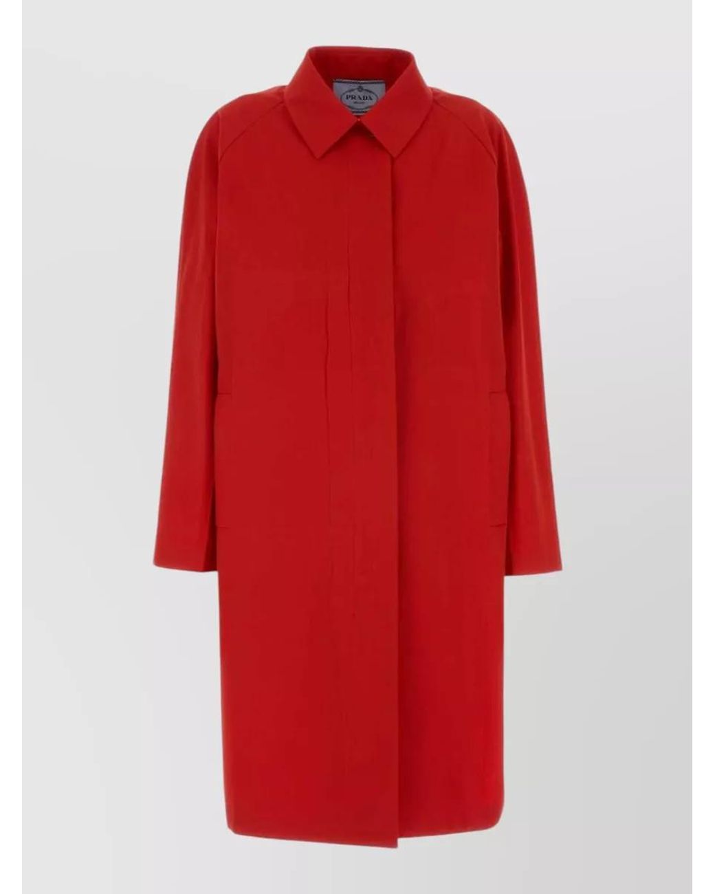 Prada Red Gabardine Single-Breasted Coat