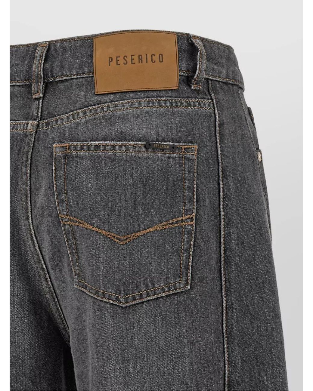 Peserico Gray Denim High-Rise Tapered Jeans