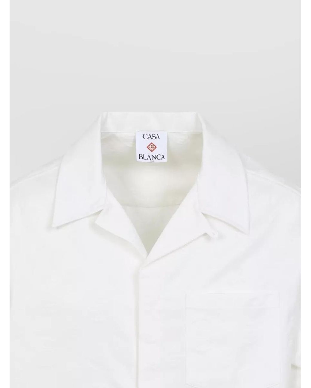 Casablanca White Cotton Monogram Short-Sleeve Shirt for men