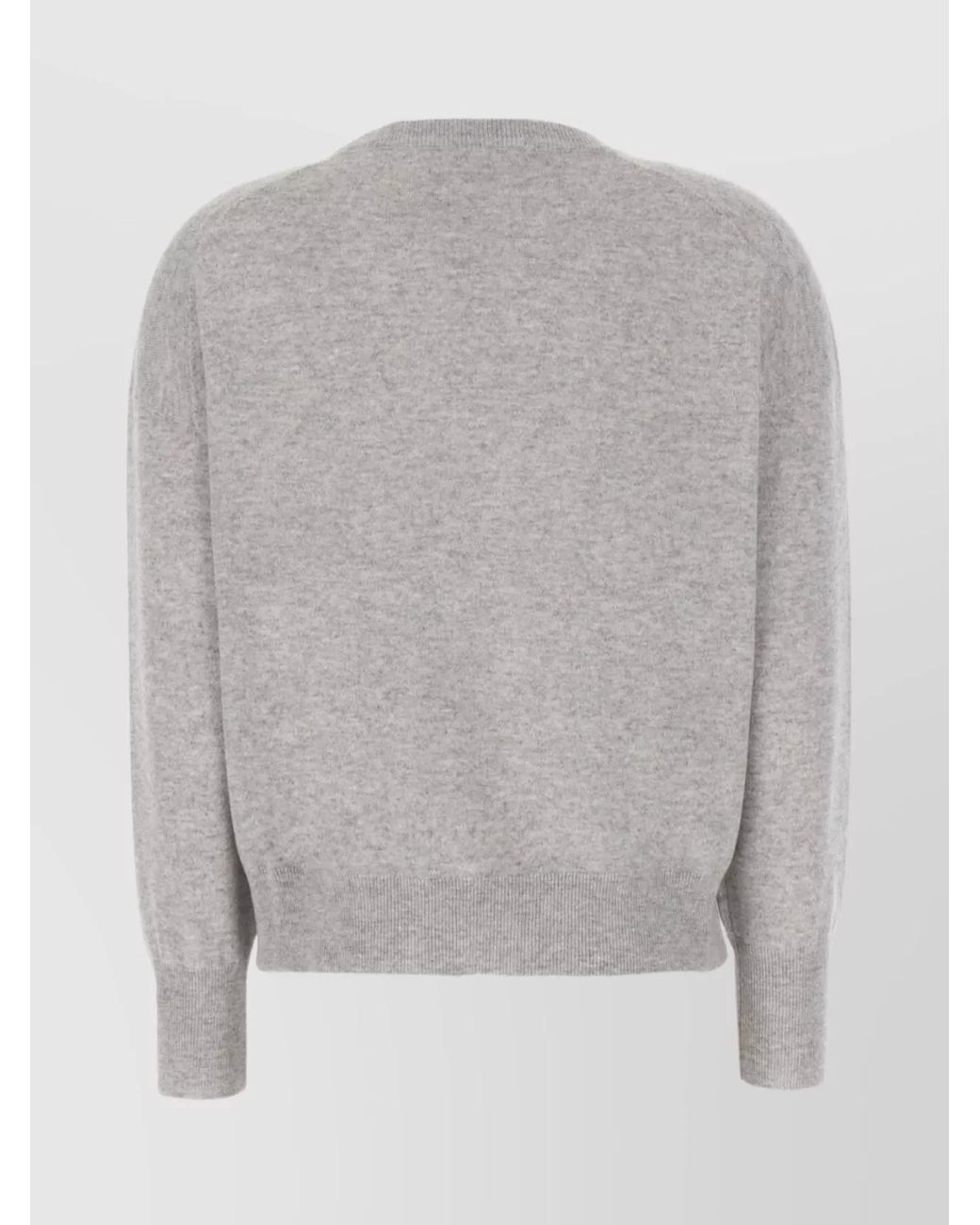 Brunello Cucinelli Gray Cashmere Ribbed Crew-Neck Sweater