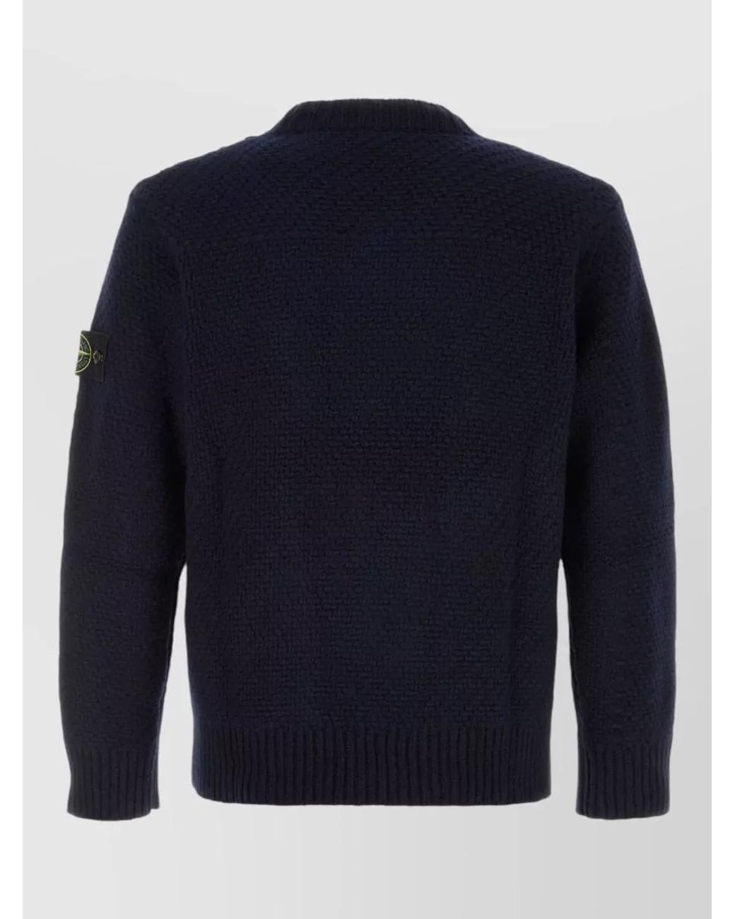 Stone Island Blue Ribbed Loose-Fit Sweater for men