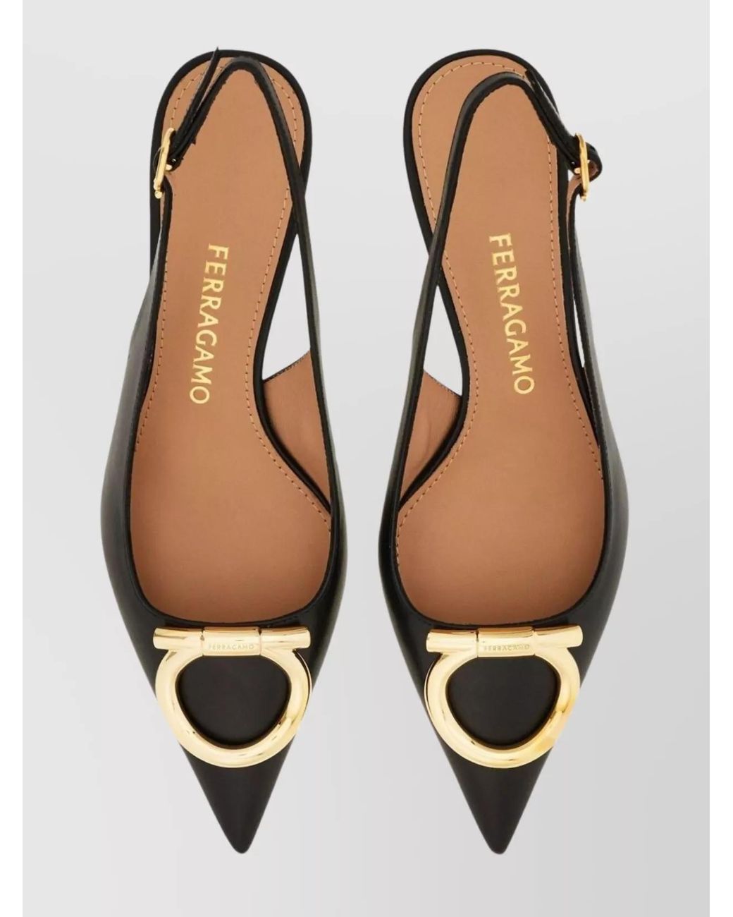Ferragamo Black Leather Slingback Pumps