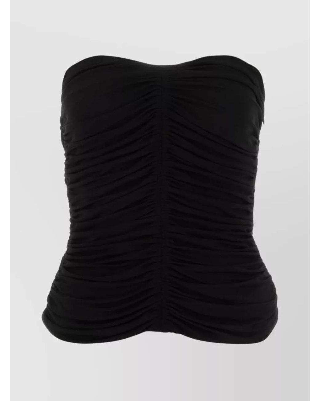Saint Laurent Black Draped Ruched Strapless Bustier Top