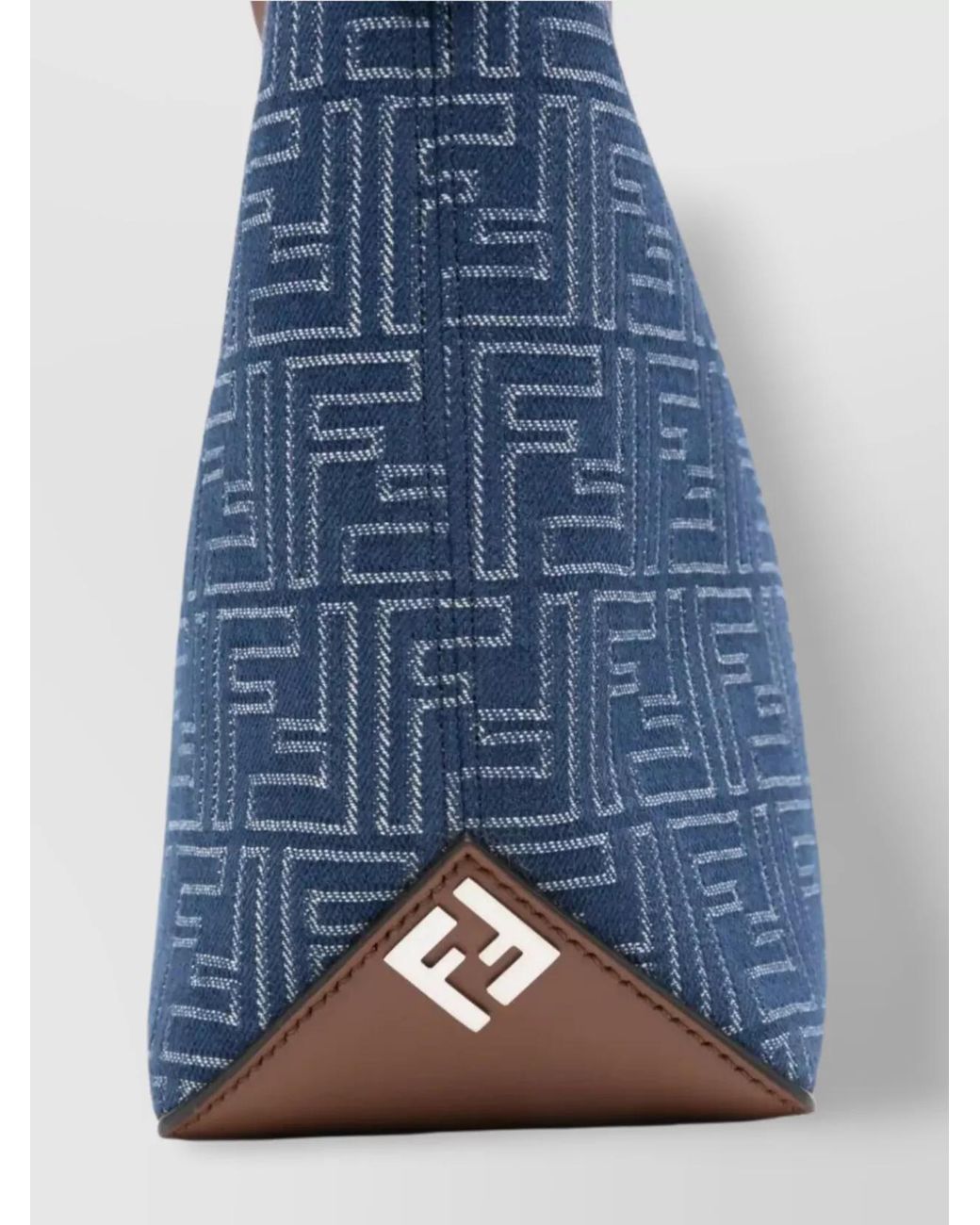 Fendi Blue Cotton Denim-Effect Jacquard Small Tote Bag for men