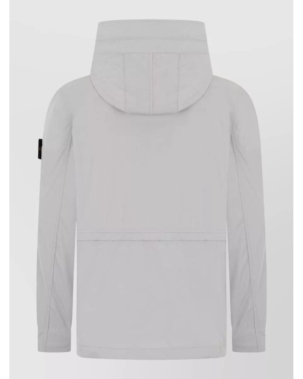 Stone Island Gray Technical Hooded Coat High Collar for men