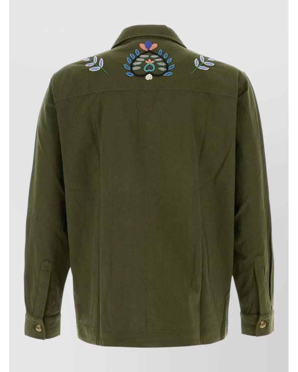 BAZISZT Green Cotton Shirt Jacket for men