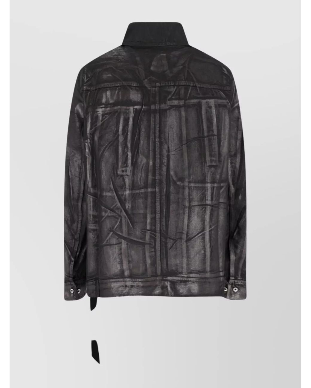 Rick Owens Black Printed Design Jacket With Long Sleeves And Pockets for men