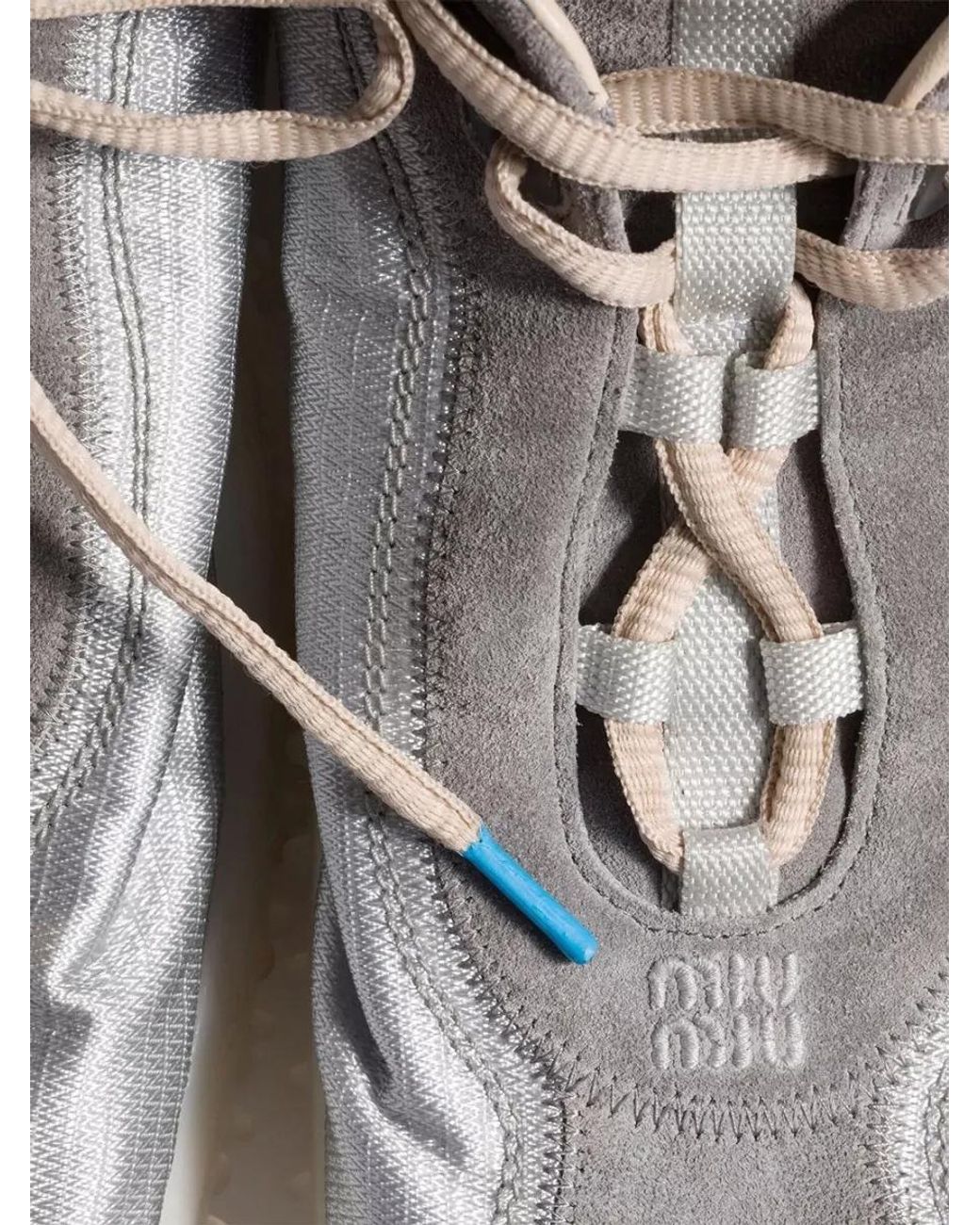 Miu Miu Metallic Suede Low-Top Sneakers