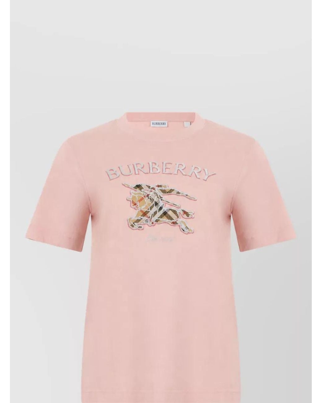 Burberry Pink Logo Print Cotton T-Shirt