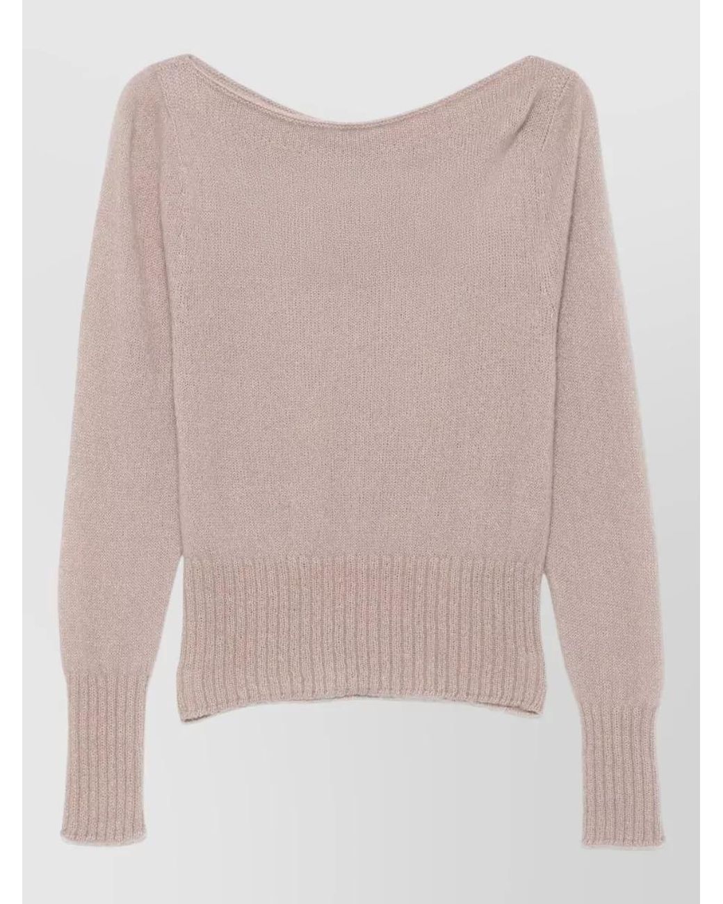 Tom Ford Pink Cashmere Silk Long-Sleeve Boat Neck Top