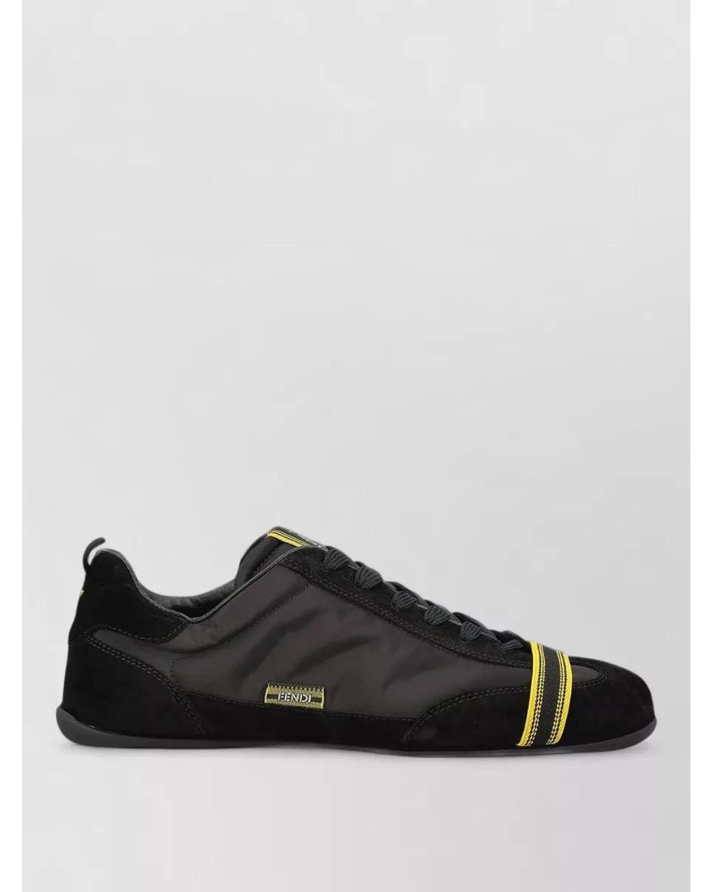 Fendi Black Leather Lace-Up Sneakers for men