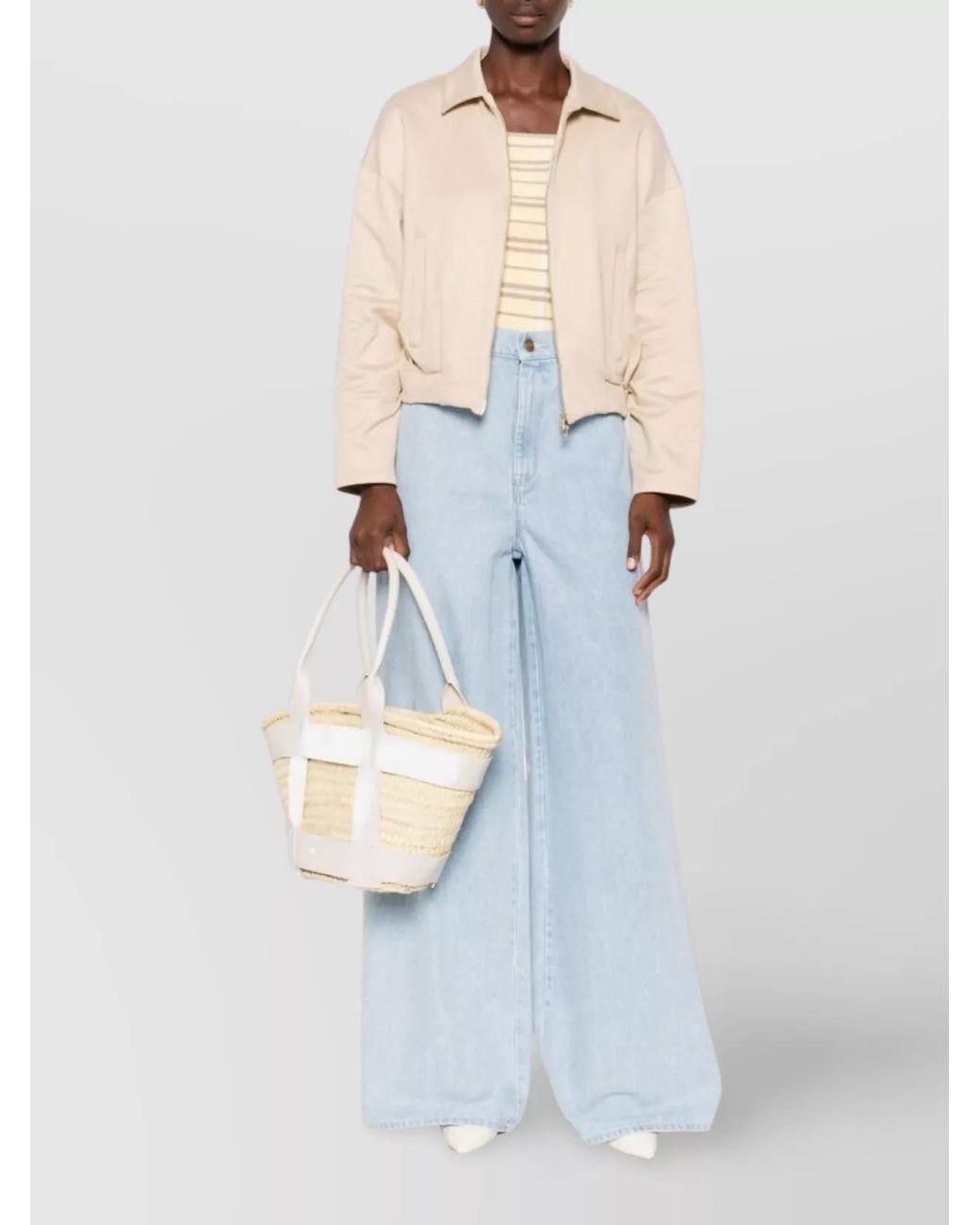 Max Mara Blue Denim High-Rise Wide-Leg Trousers
