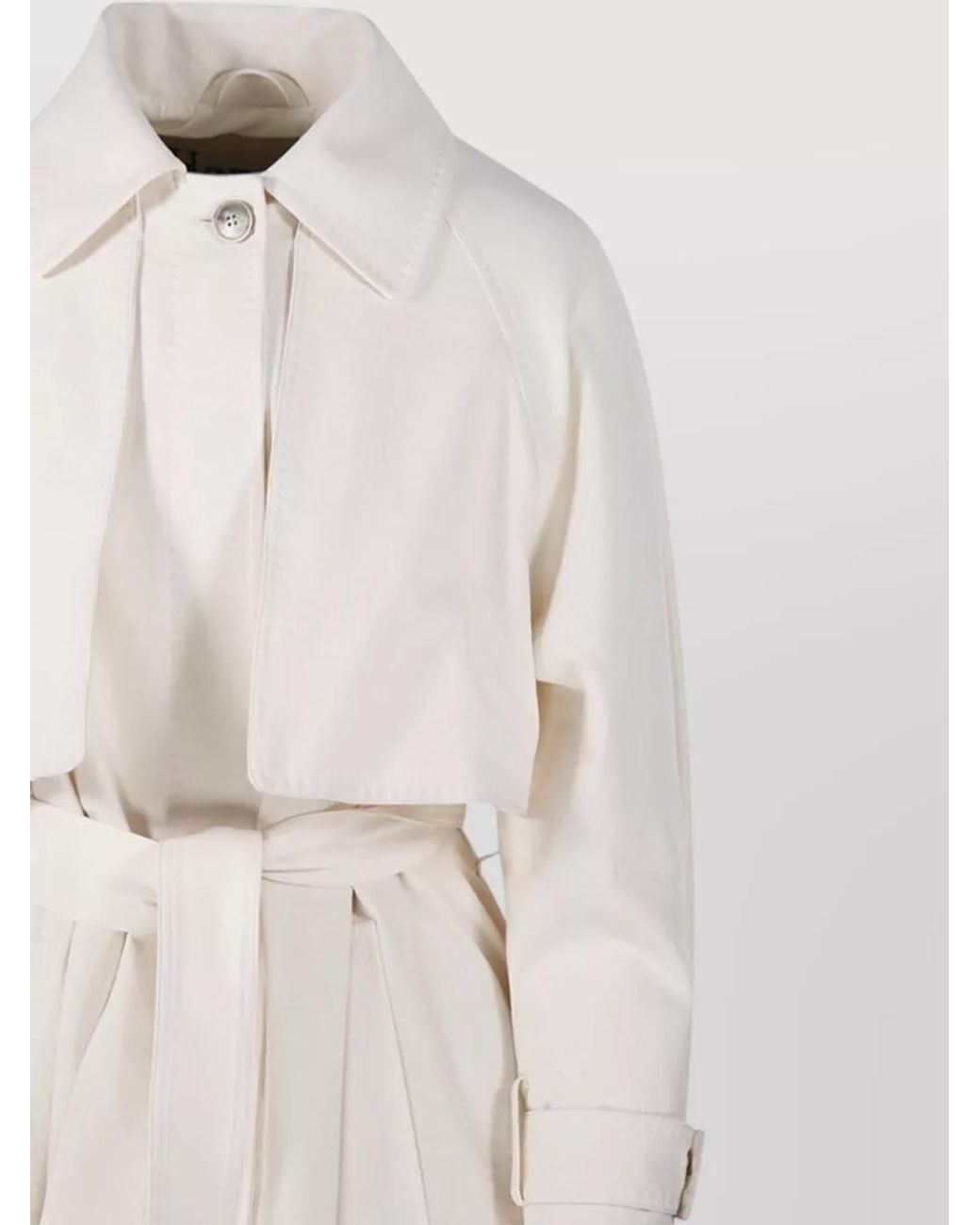 Herno Natural Long Raincoat Belted Waist Buttoned Cuffs Collar