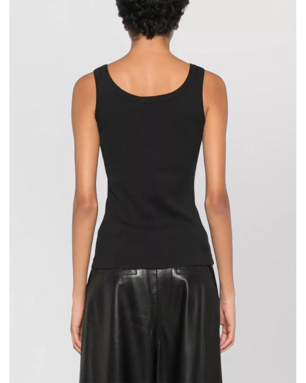 Dolce & Gabbana Black Cotton Ribbed Tank Top