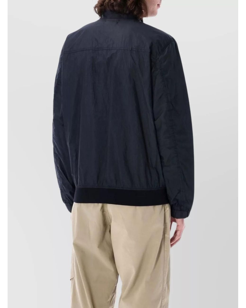 Stone Island Blue Crinkle Bomber Elastic Cuffs for men