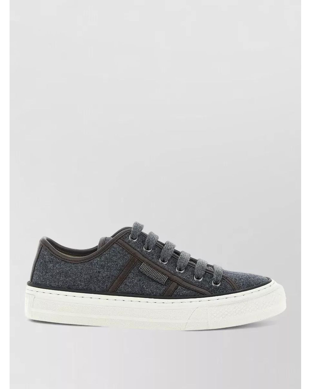 Brunello Cucinelli Gray Suede Leather Low-Top Lace-Up Sneakers