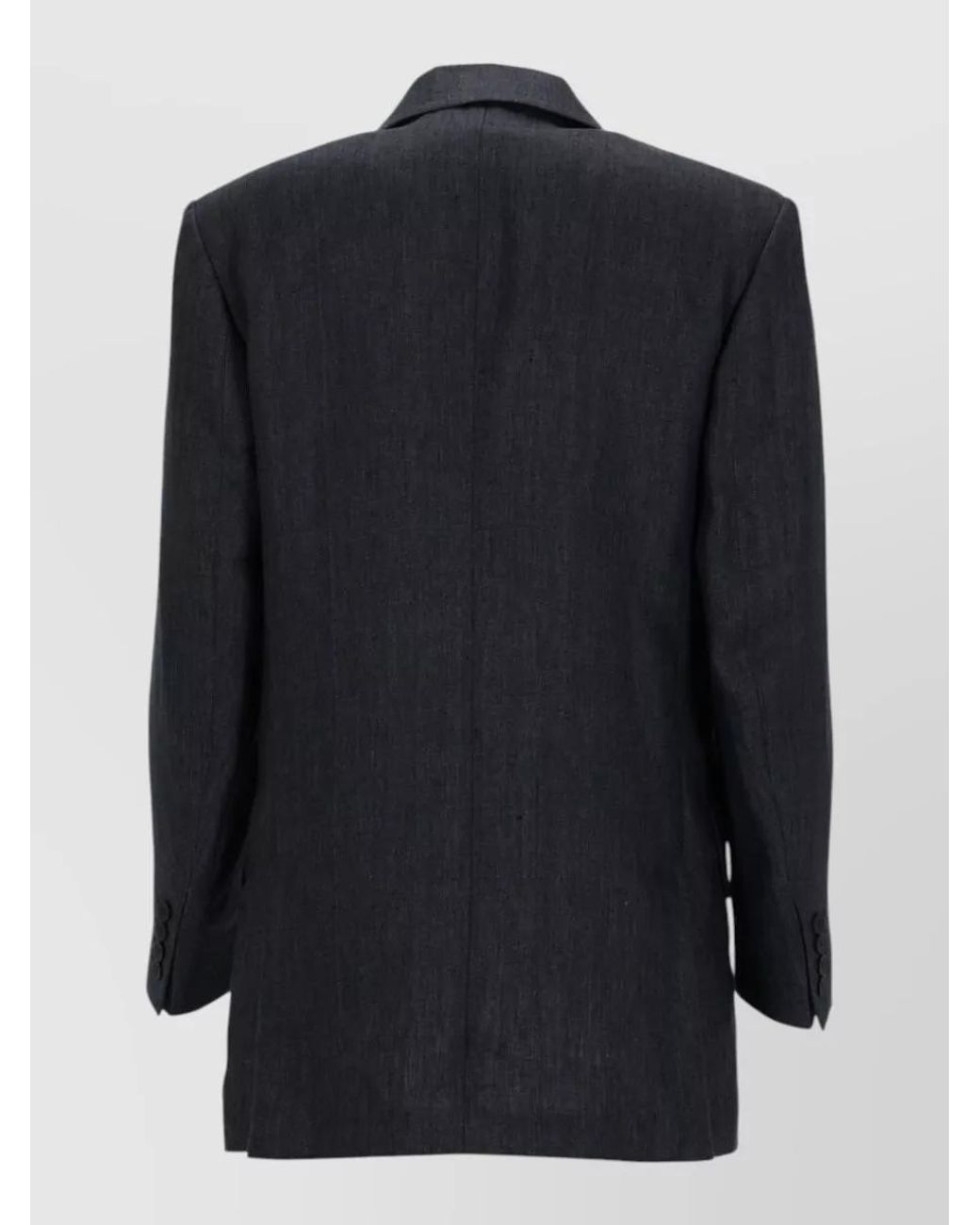 Max Mara Black Linen Double-Breasted Suit Jacket