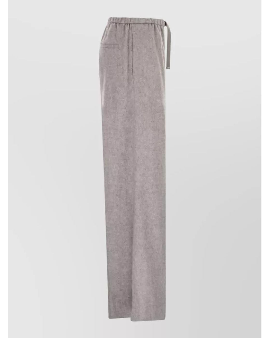 Herno Gray Silk Cashmere Wide-Leg Trousers