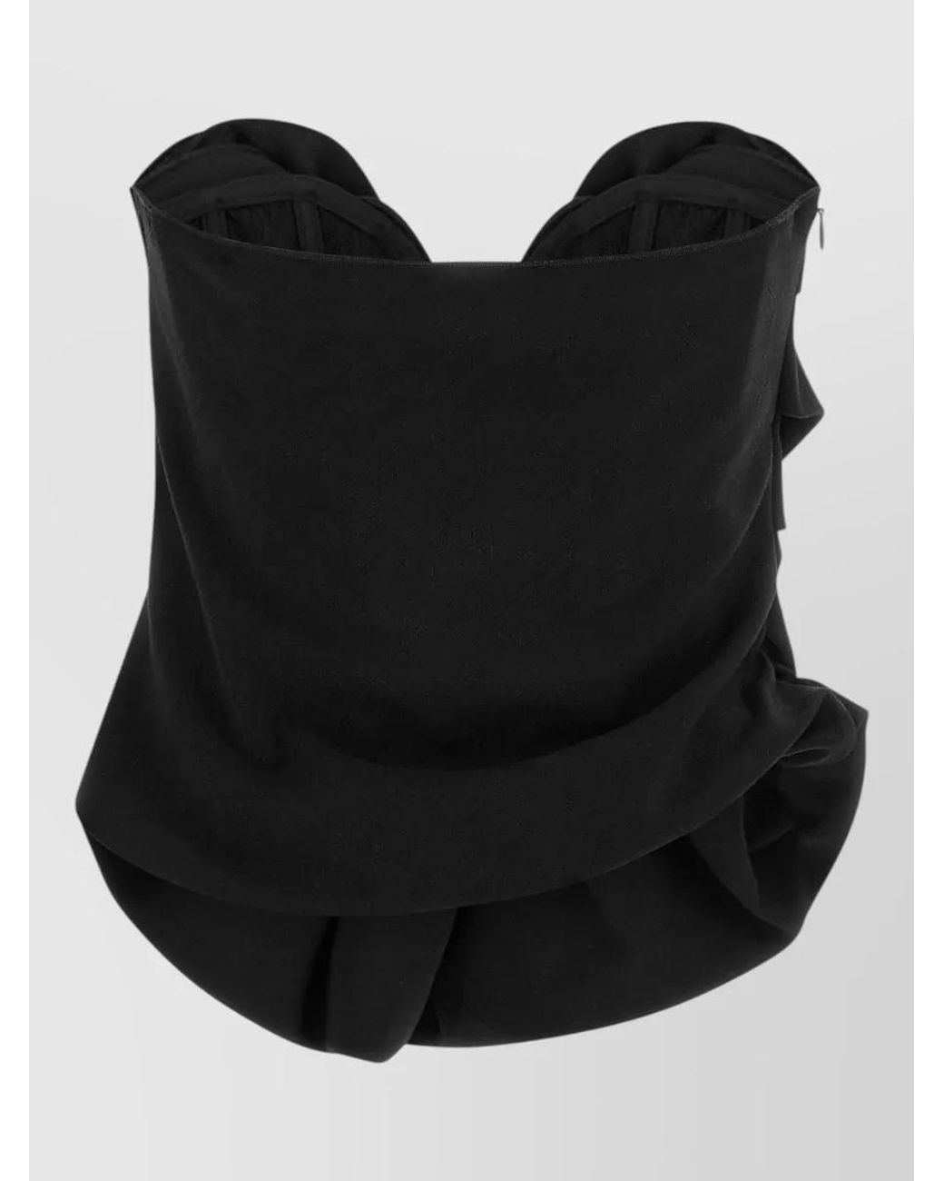 Magda Butrym Black Wool Off-Shoulder Draped Corset Top