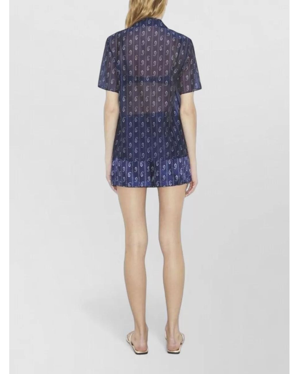 Tory Burch Blue Printed Satin Shorts