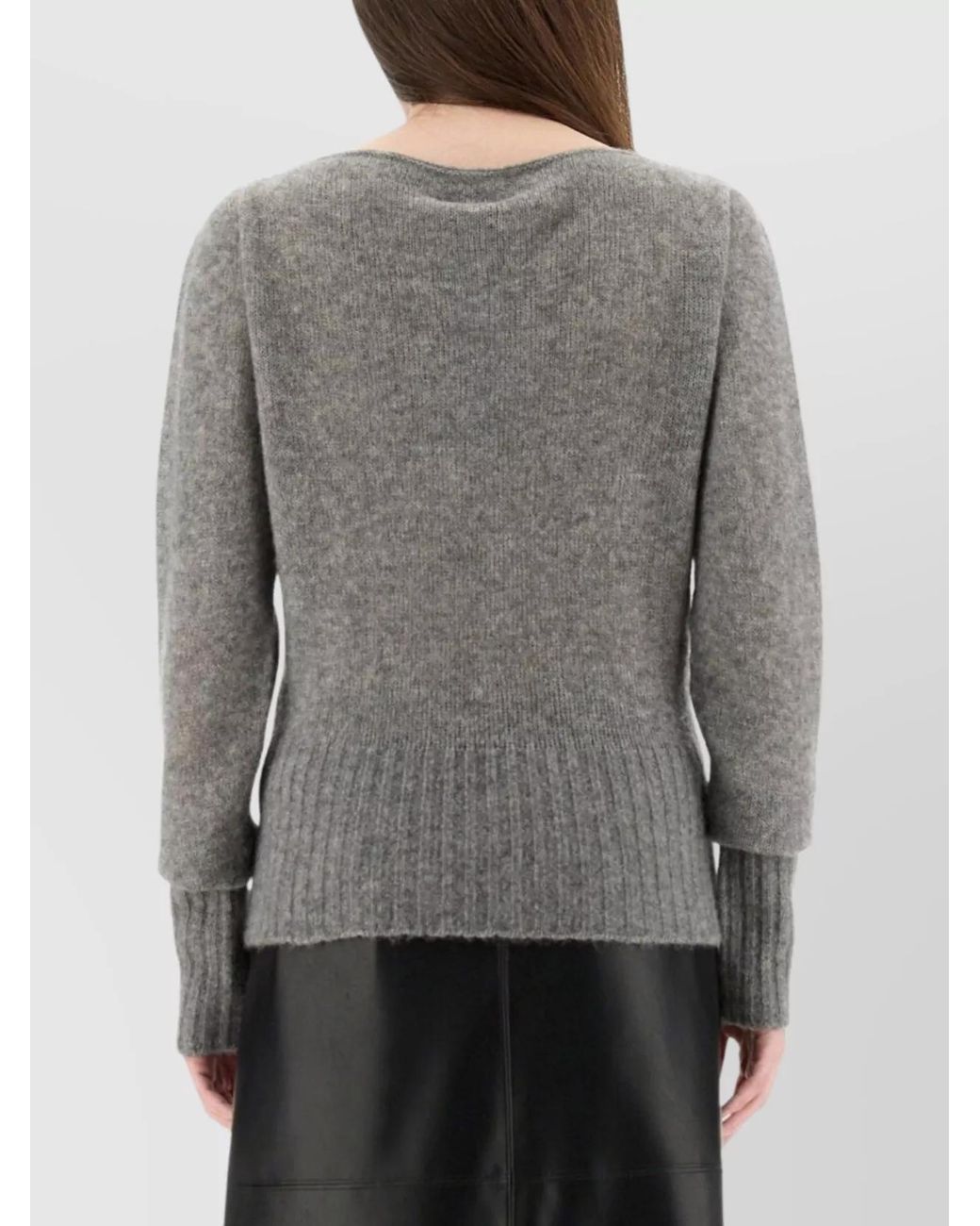 Tom Ford Gray Cashmere Silk Boat Neck Jumper
