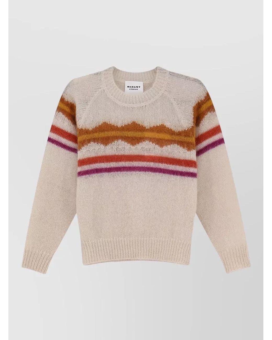 Isabel Marant Pink Mohair Striped Crew Neck Sweater