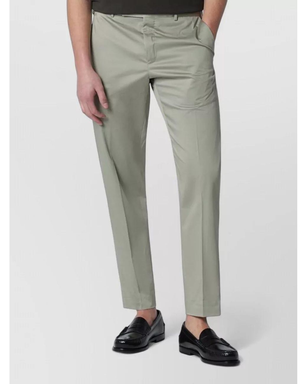 PT Torino Gray Cotton-Blend Straight-Leg Trousers for men