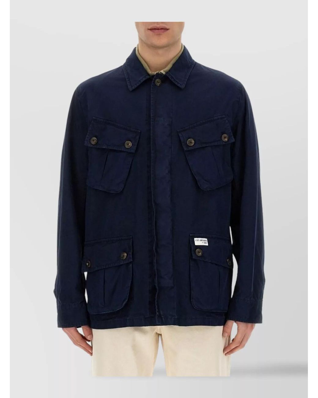 Fay Blue Cotton Shirt Jacket for men