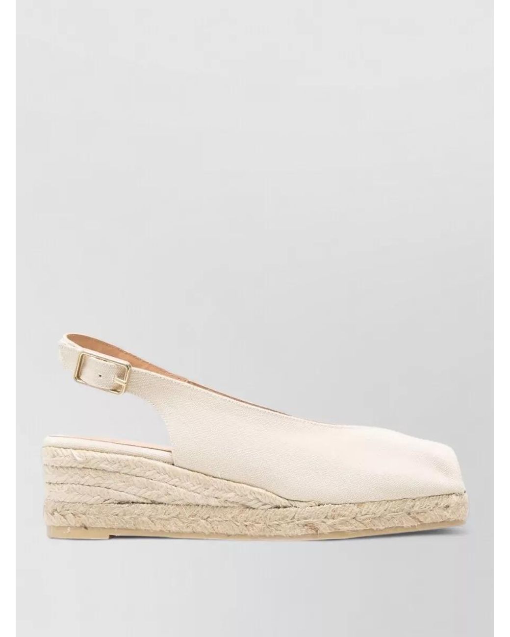 Castaner Natural Raffia Peep-Toe Slingback Espadrille Wedges