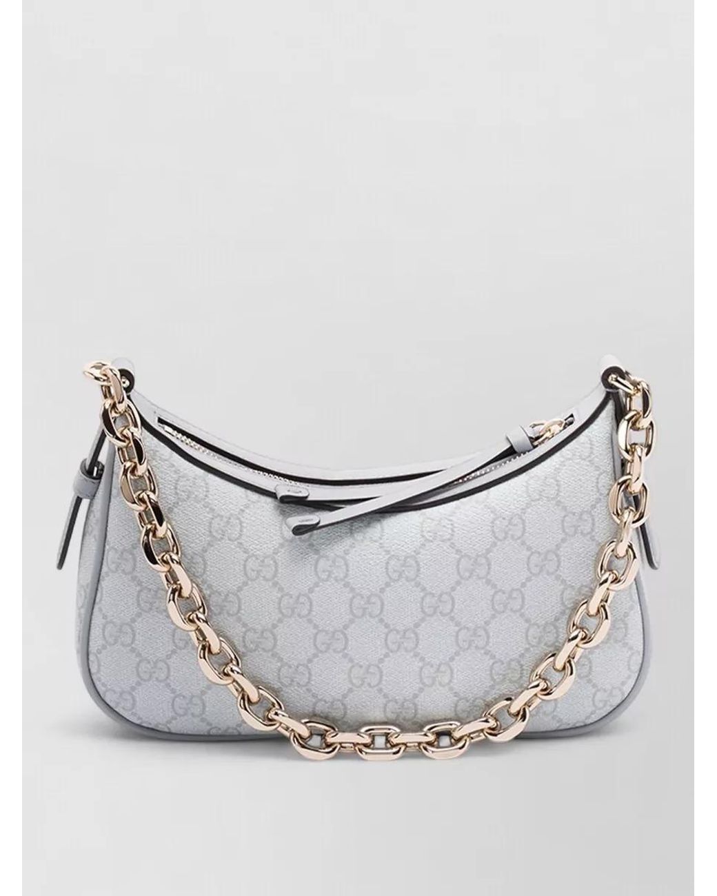 Gucci Gray Gg Enblem Small Fabric Shoulder Bag
