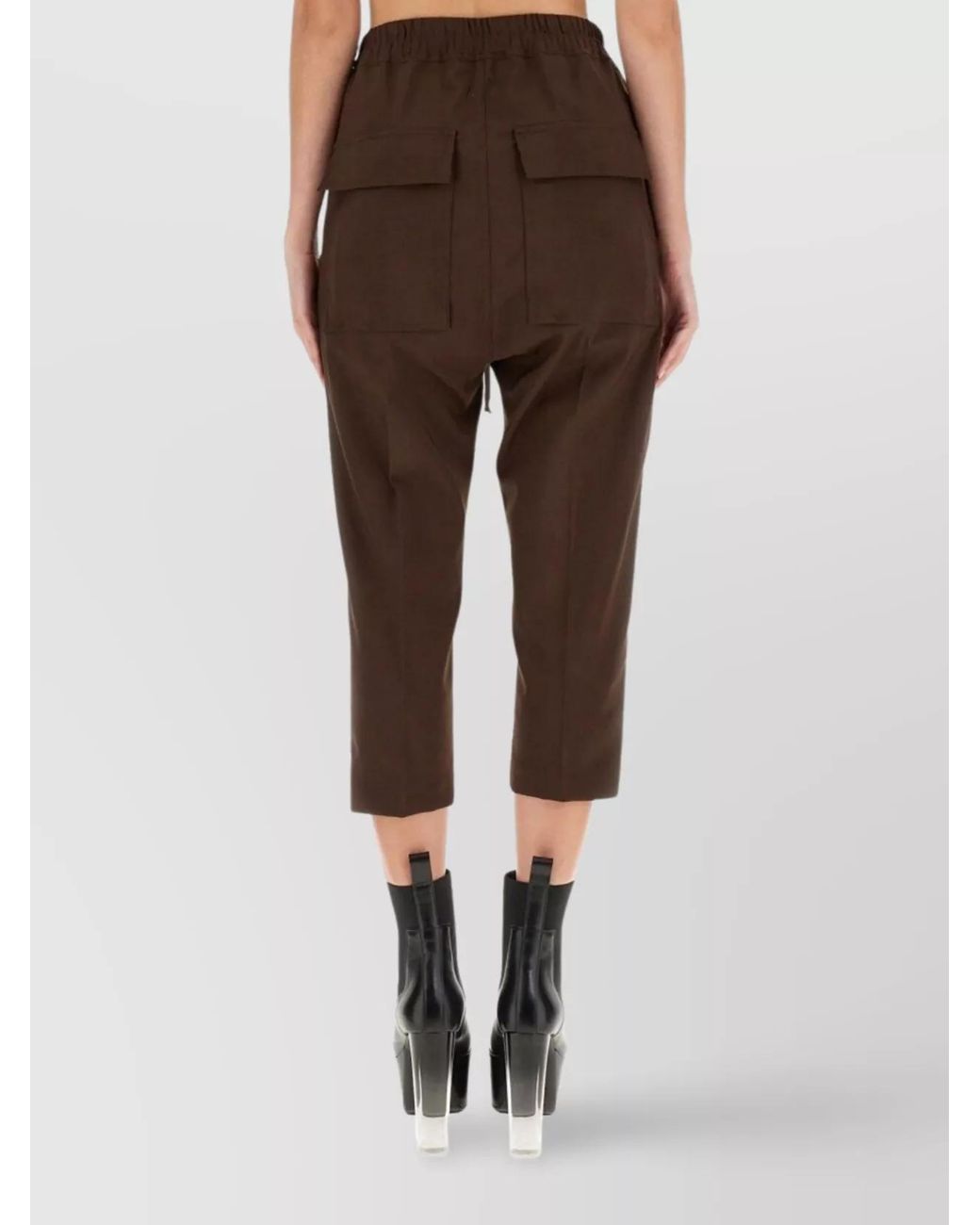 Rick Owens Brown Wool Regular-Fit Cropped Straight Trousers