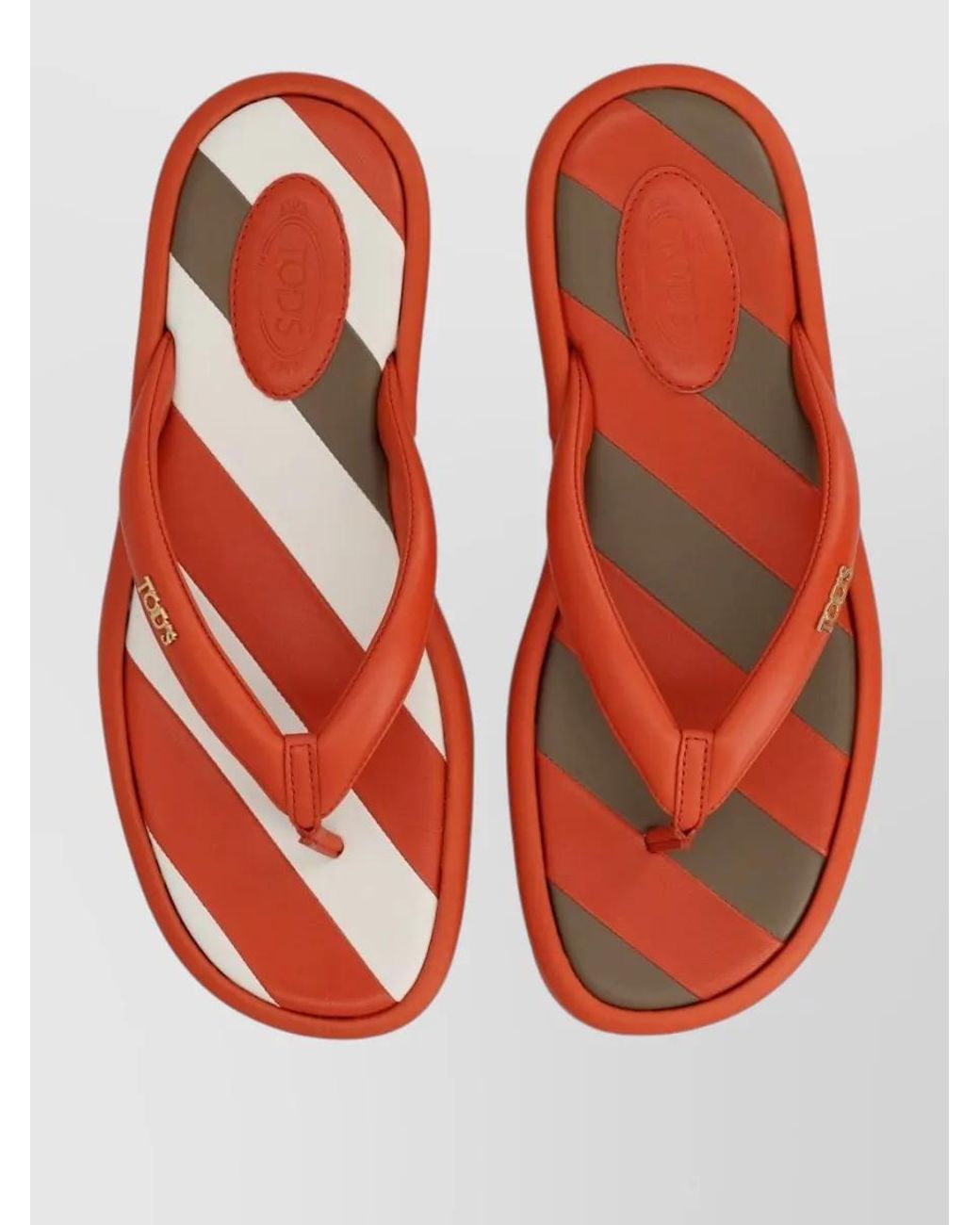 Tod's Red Leather Logo-Detail Flip Flops