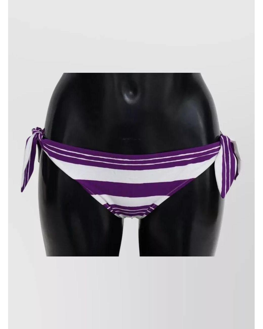 Dolce & Gabbana Black Striped Tie-Side Bikini Bottoms