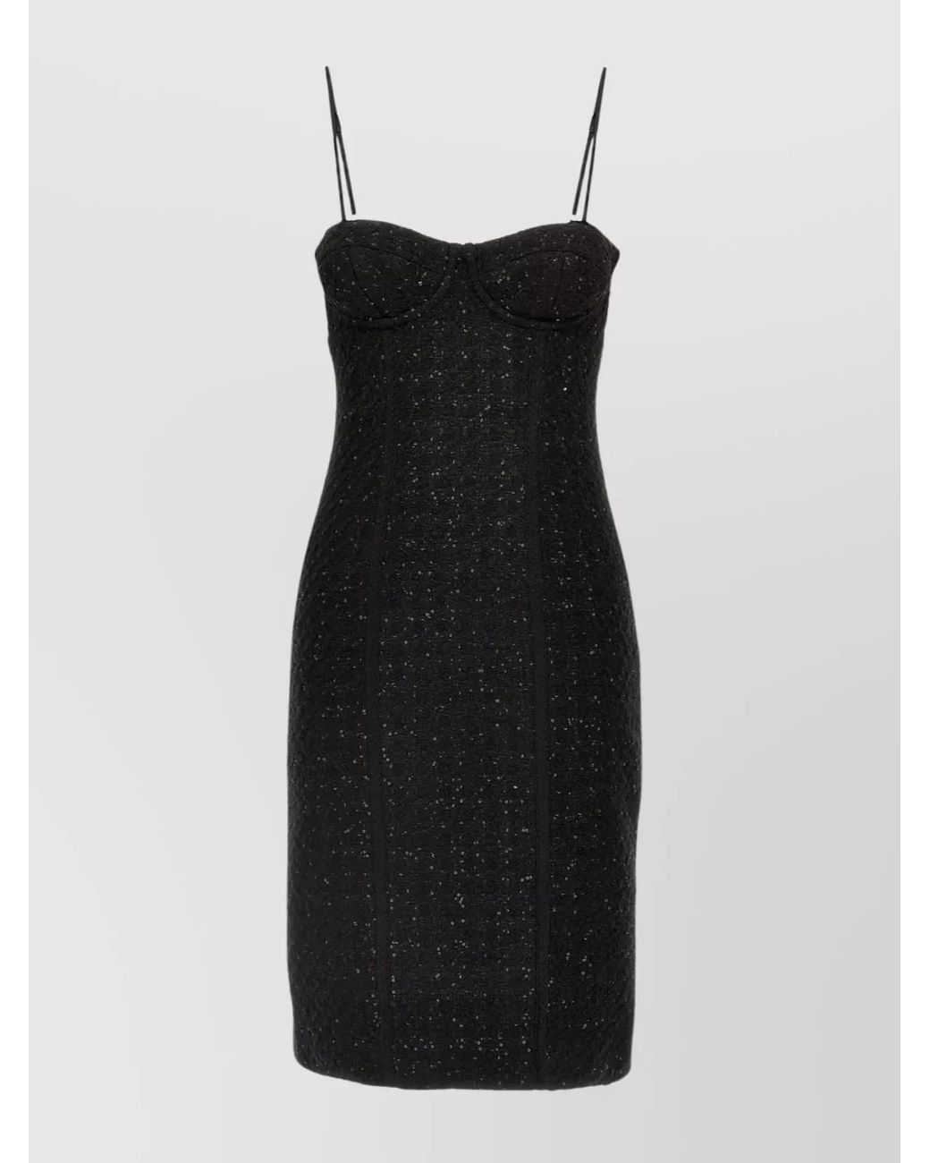 ROTATE BIRGER CHRISTENSEN Black Bouclé Sequin Appliqué Midi Dress