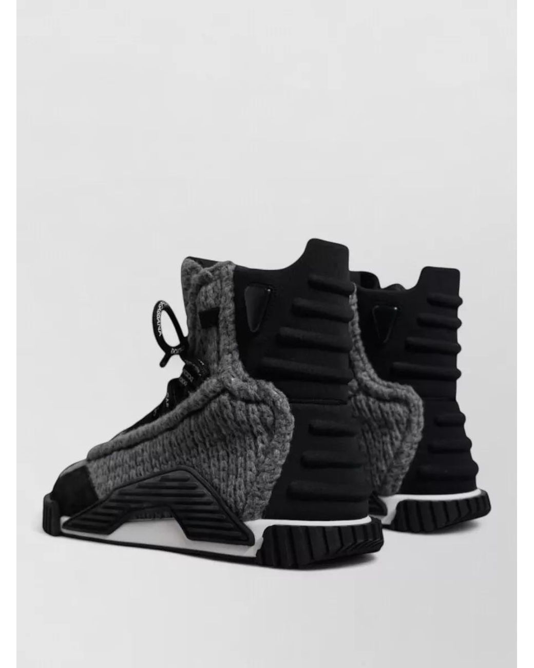 Dolce & Gabbana Black Wool Suede High-Top Sneakers