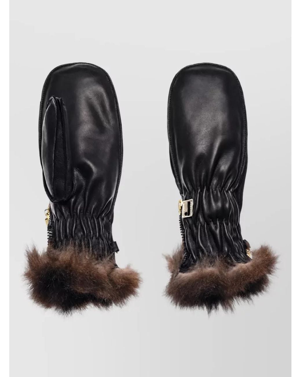 Restelli Black Leather Mittens