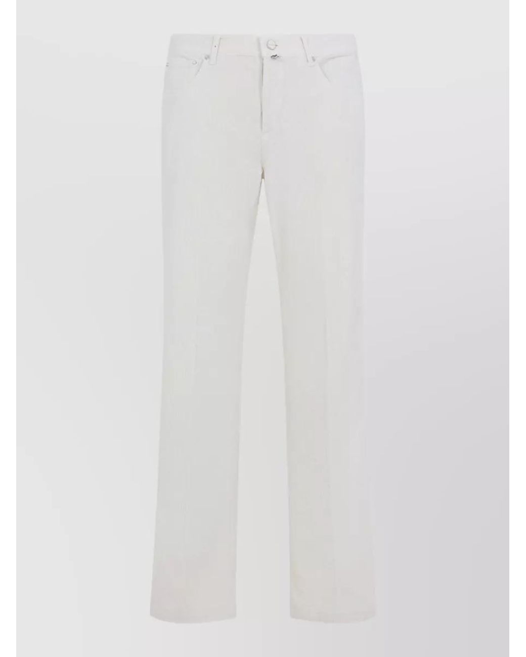 Kiton White Corduroy Straight-Leg Jeans for men